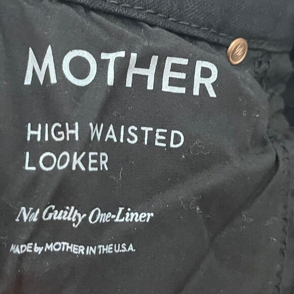 Mother Looker Skinny Jeans High Waisted Hemmed Not Guilty Black 24 - Picture 8 of 11